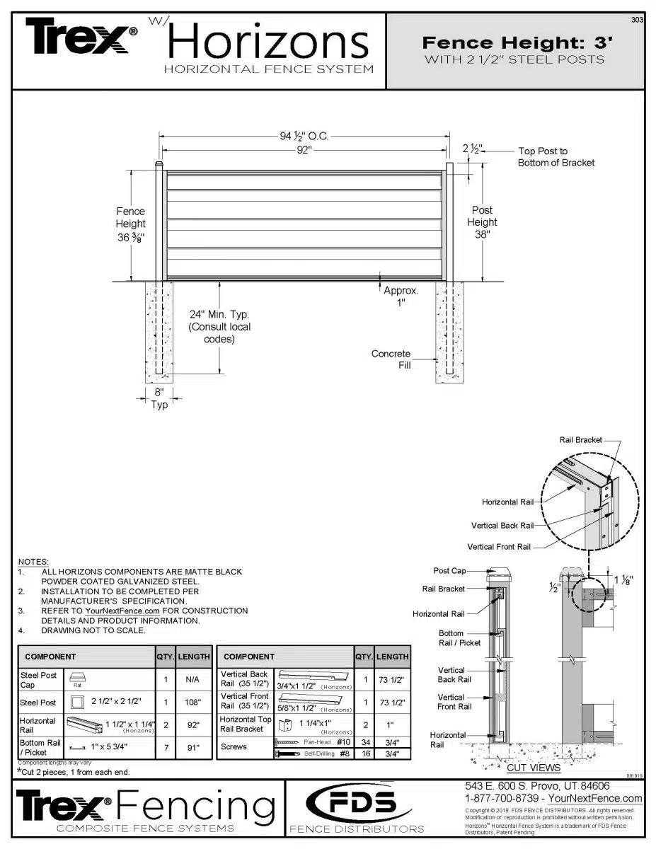 2019 - HORIZONS 3' STEEL POSTS PROFILE - 303 >> Horizons Drawings 18