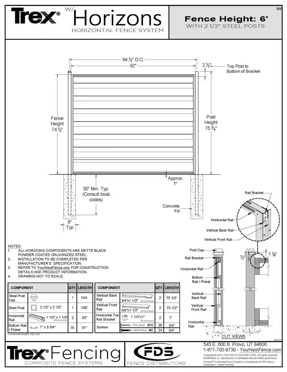 2019 - HORIZONS 6' STEEL POSTS PROFILE - 306 >> Horizons Drawings 16