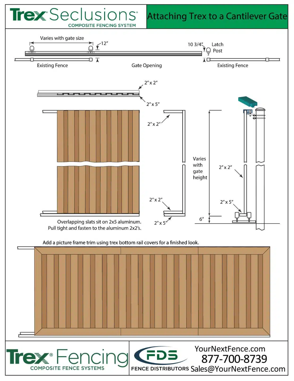 Seclusions- Attaching Trex To A Cantilever Gate >> Seclusions Install Guides 13