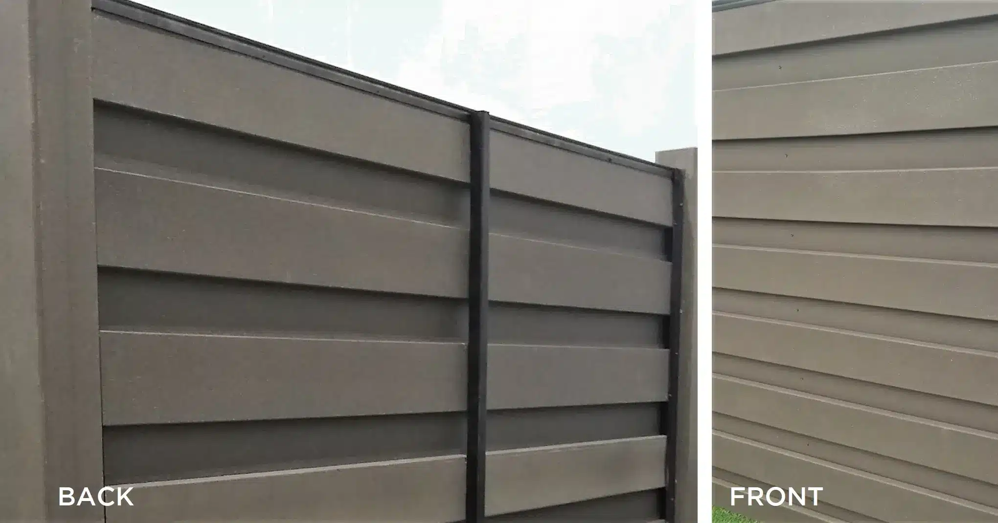 back-bracing-rail-front-and-back Trex Fencing - Horizons with back bracing rail, front and back view