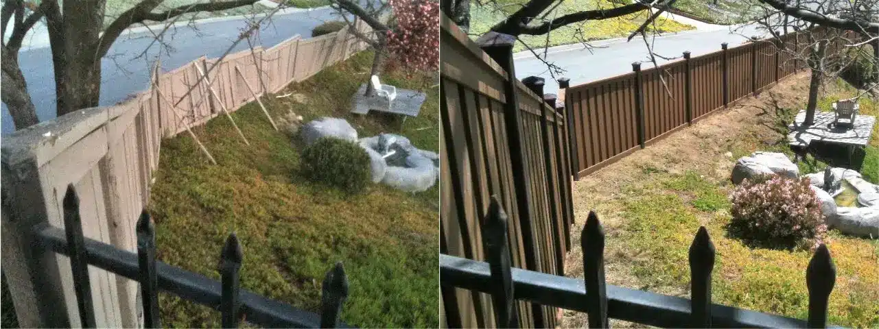 before-and-after-broken-wood-fence-replaced-by-trex Gallery 80